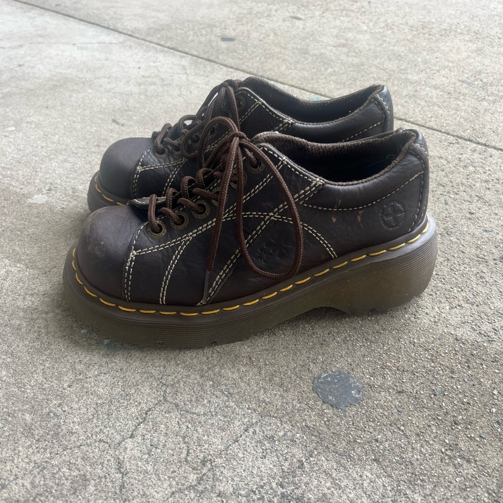 Vintage Dr Marten Brown Low Tops with Flowers
